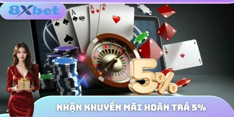 Người chơi nhận khuyến mãi hoàn trả 8KBET 5%